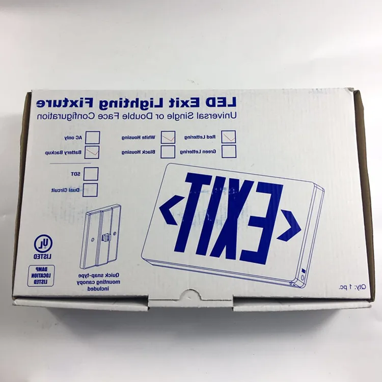 BEST sell Double face red or green SALIDA EXIT battery backup led exit sign led emergency lights for hospital