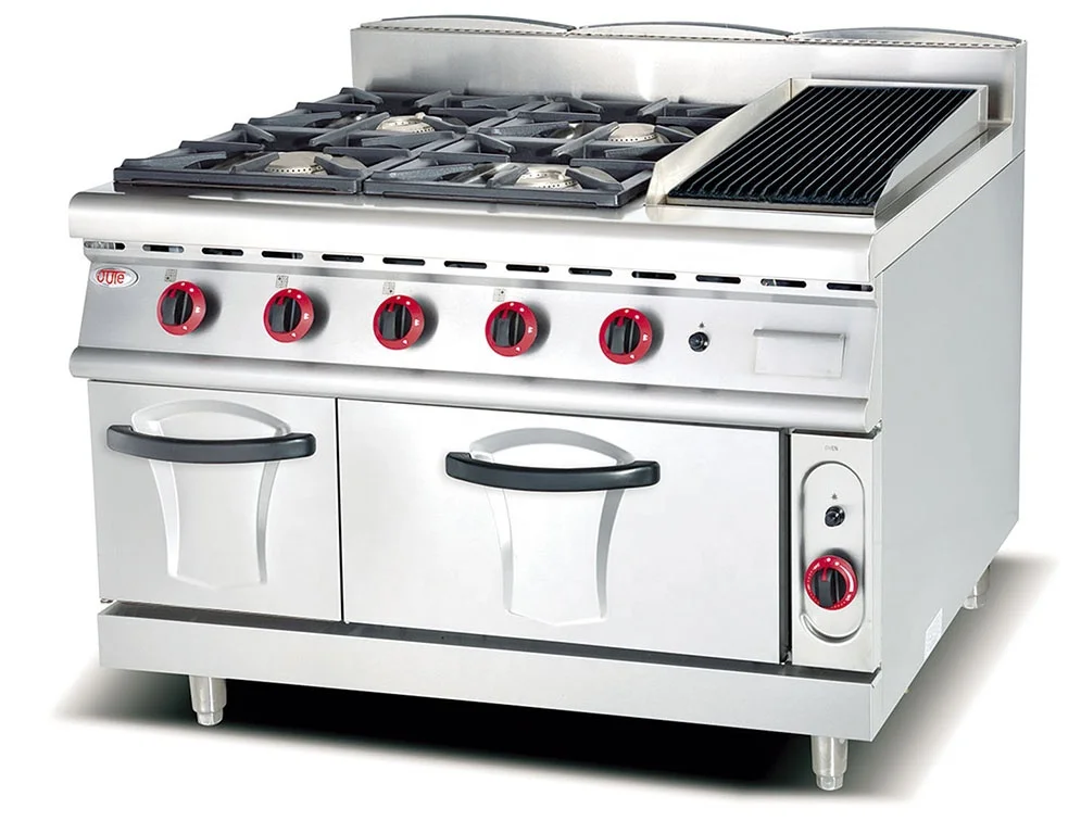 
Free standing Stainless Steel 4 Burner Gas Cooking Stove With Oven for hotel 