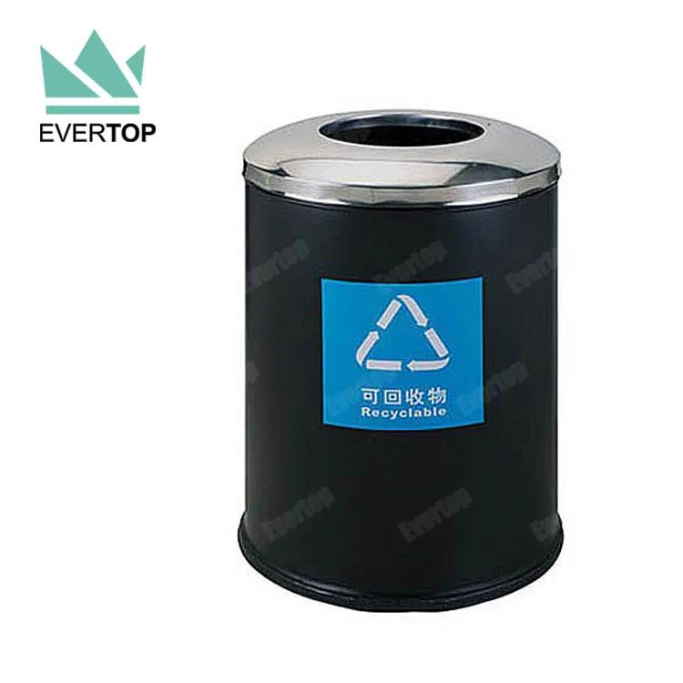 DB-34P Dome Open Top Office Medical Recycle Big Trash Bin Can Indoor Waste Bin Dome Top Lid Industrial Dustbin Metal Garbage Bin