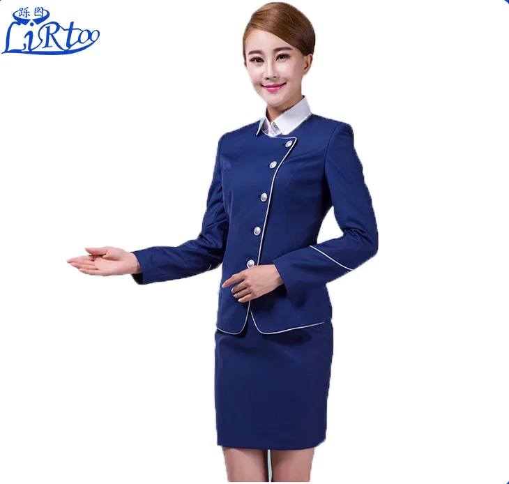 Элегантная синяя юбка, униформа для стюардесс, сексуальная женская униформа для хозяйки (62139982135)