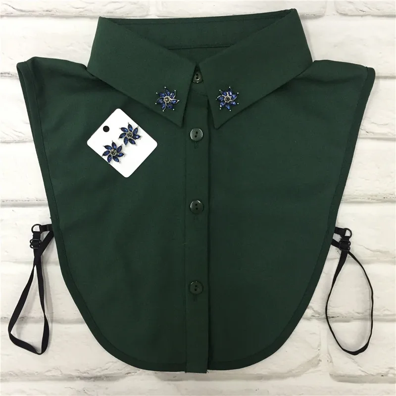 Casual Detachable Collars False Collar Lapel Blouse Top Women Clothes Accessories Shirt Fake Collar and earring