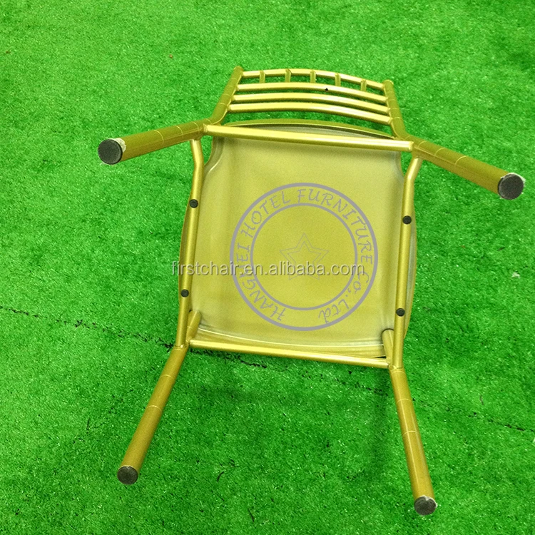 Factory manufacturing gold stackable metal chiavari chair