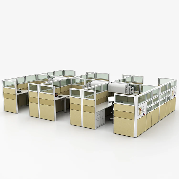 Professional production 6 persons office cubicle with overhead cabinet