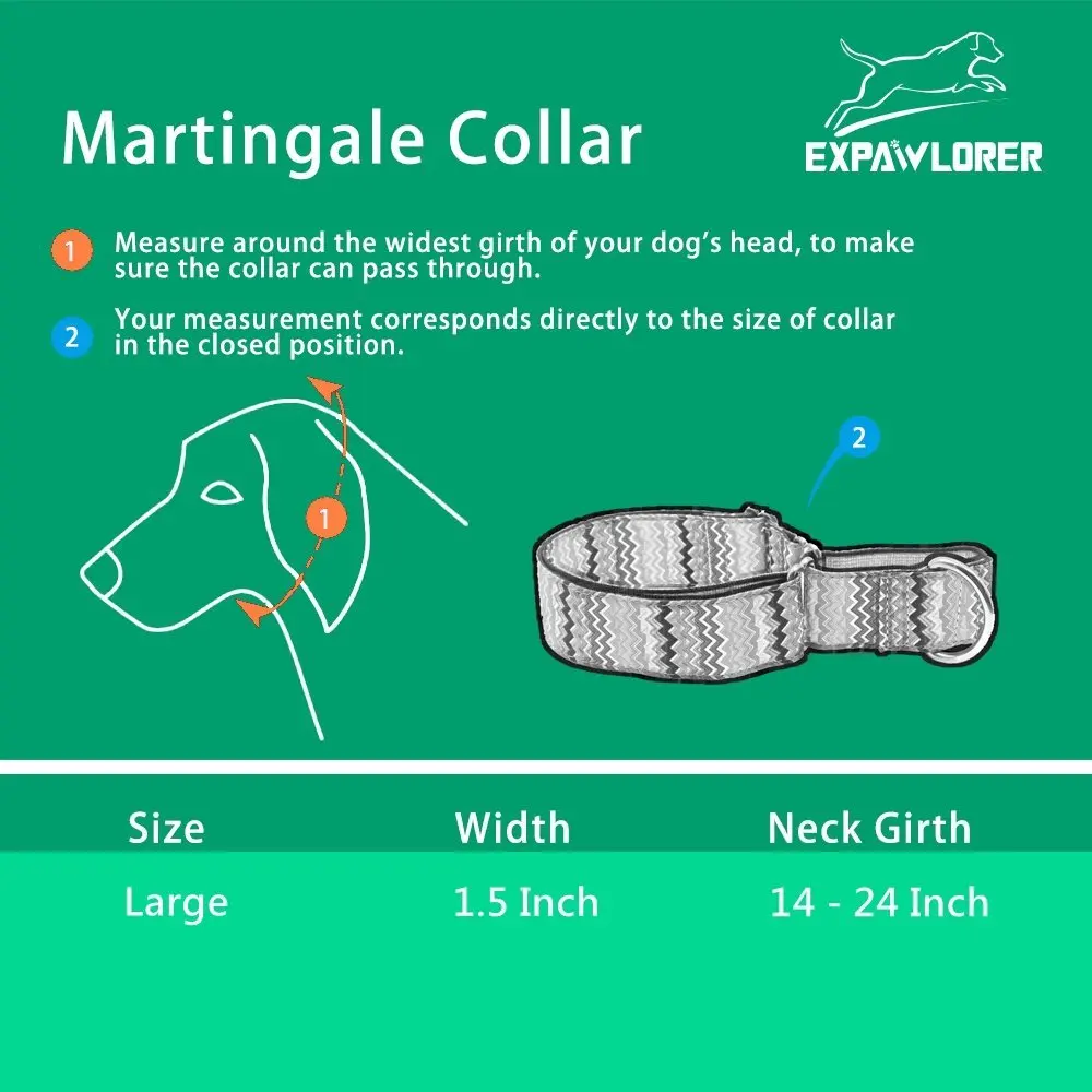 Heavy Duty Adjustable Print Pet Large Nylon Dog Training Collar Martingale Dog Collars