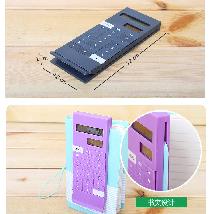 Super thin clip calculator for notebook , solar silicone calculator