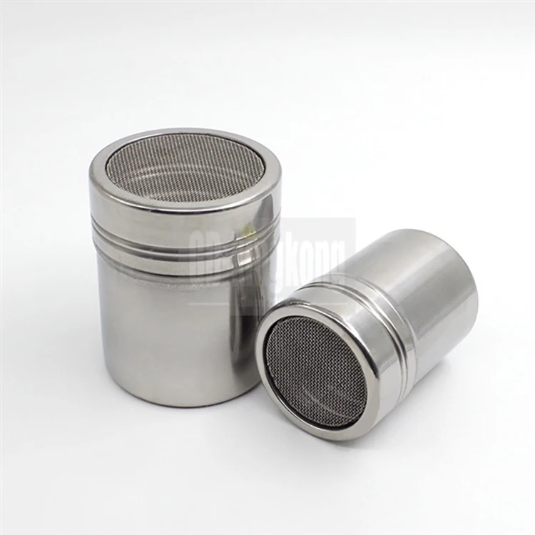 Stainless steel powder bottles sprinkle extinguishers tank gauze bucket cocoa cinnamon dusting cans for latte art Barista