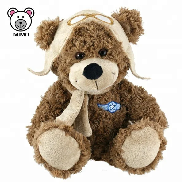 Brand LOGO Airline Mascot Aviator Teddy Bear Toys With Glasses Wholesale Cute Stuffed Animal Soft Toy Plush Pilot Teddy Bear