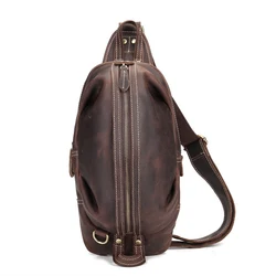 Vintage Crazy Horse Leather Sling Chest Bags Shoulder Fanny Pack Crossbody Bags For Men