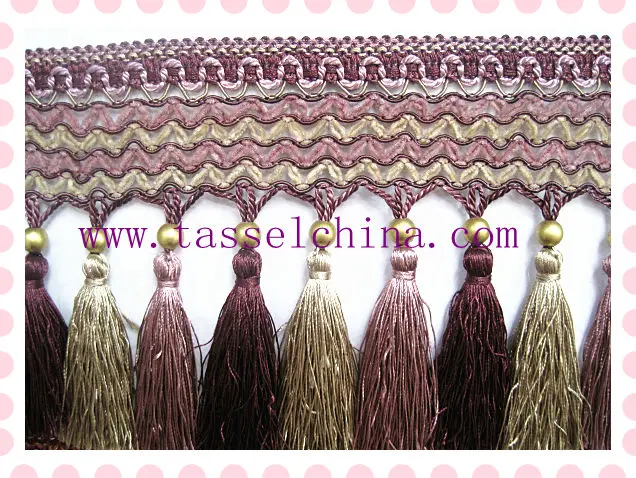 Wholesale Fringe Trim for Curtain, Long Tassel Handmade and Machine Produced Lace Pompom Curtain Elegant Silk Blek Out Curtains