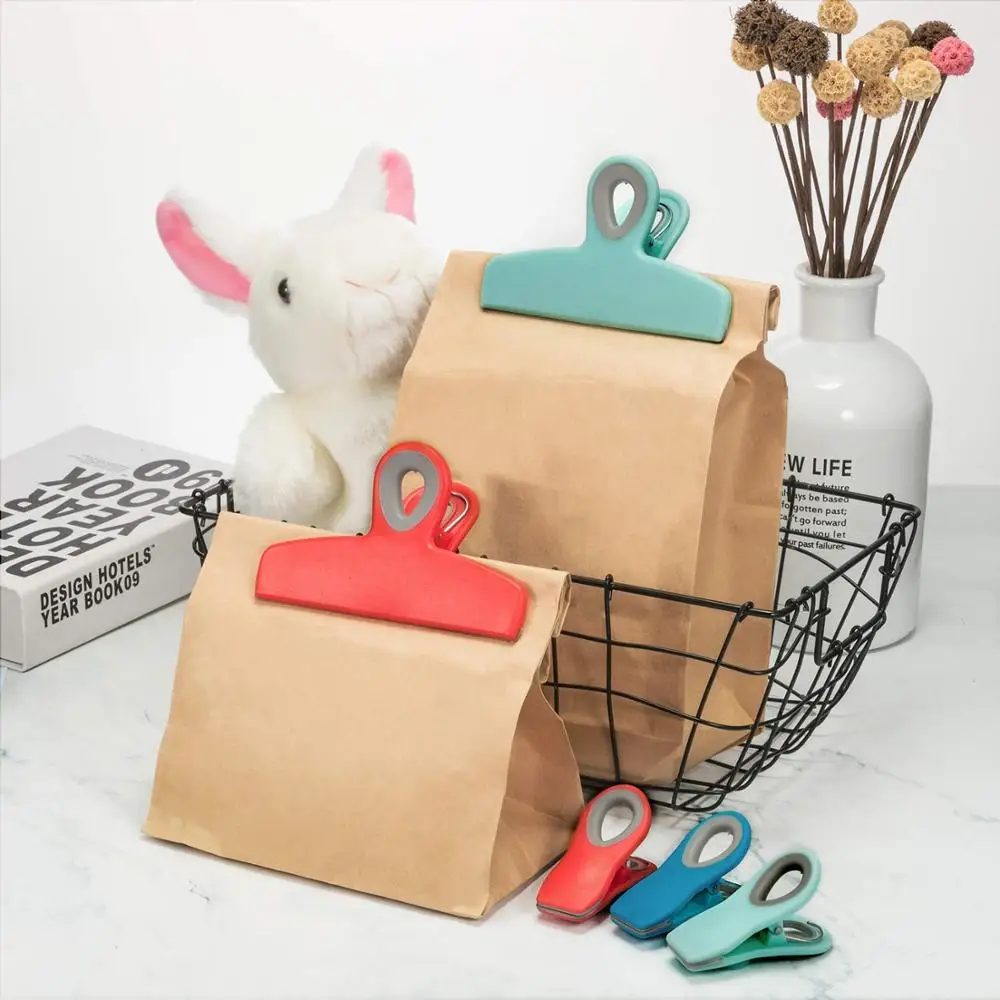 Многоцелевые зажимы для пищевых пакетов, магнитный пластиковый зажим, герметичное уплотнение, зажимы для больших пакетов, для кофейных пакетов