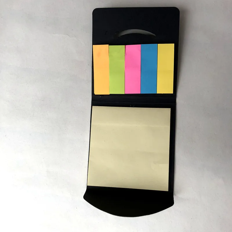 Promotion Small Pocket Black Paper Cover Memo Pad Colorful Sticky Notes