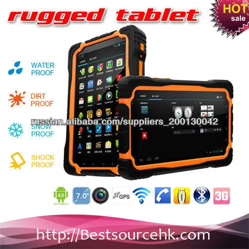 Водонепроницаемый планшет 7-дюймовый четырехъядерный процессор MTK6589 3G Wi-Fi 1,2 ГГц Bluetooth камеры