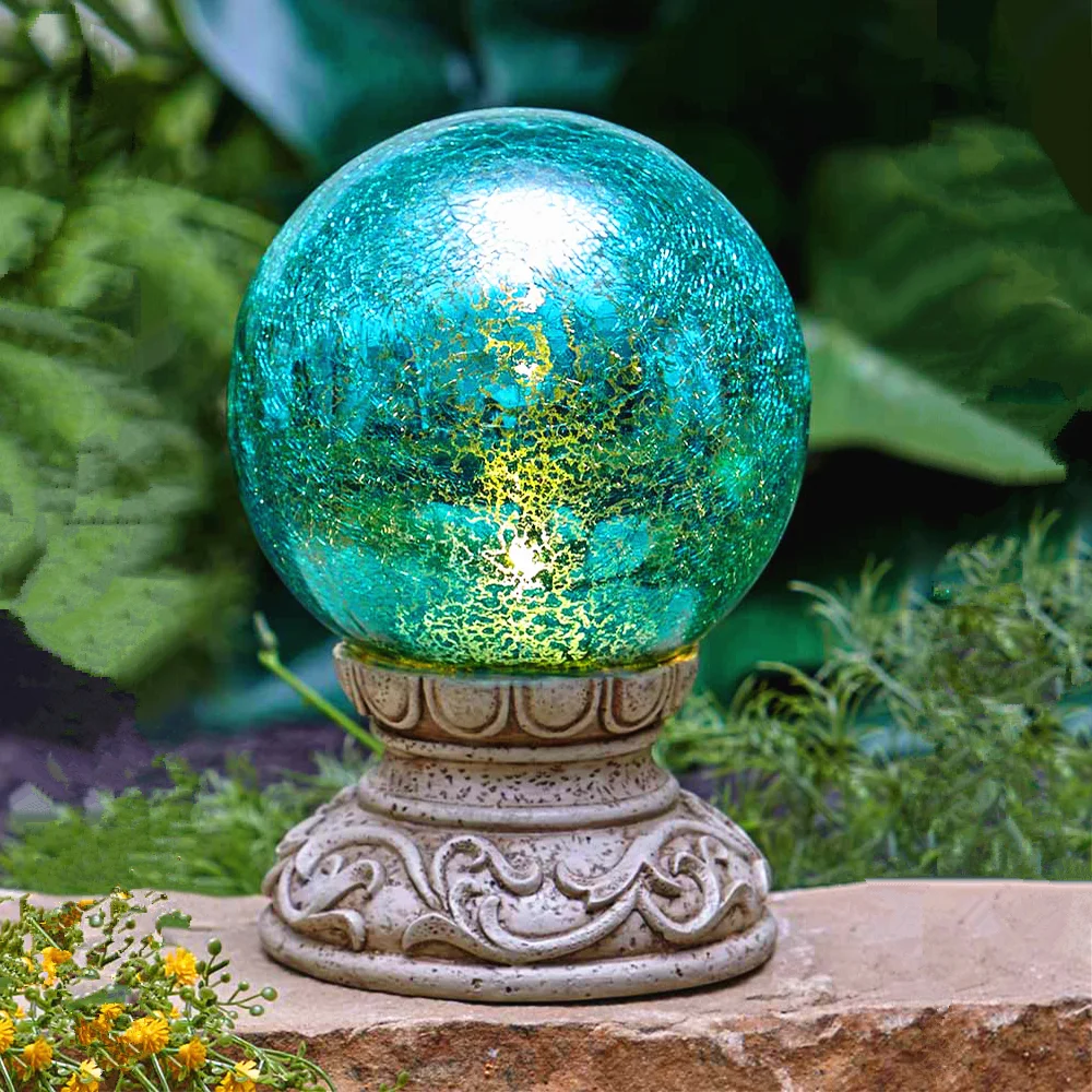 Mercury glass crackle spheres with led light ball tablelamp decoration