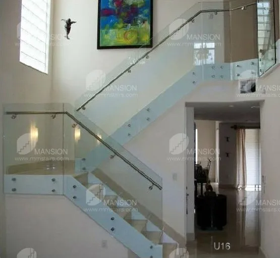 Metal stringer U-Shaped Wood Staircase