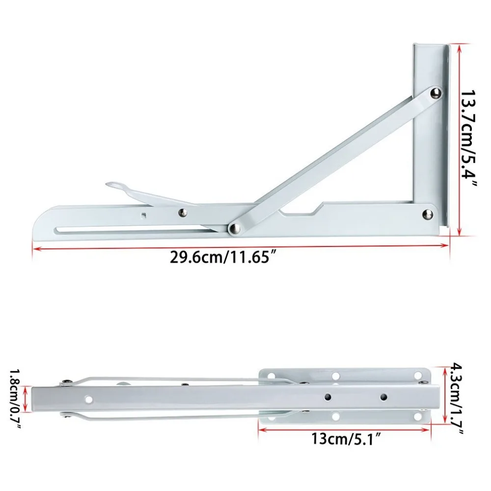 
Custom Heavy Duty White Metal Triangle Table Bench Folding Adjustable Shelf Bracket 