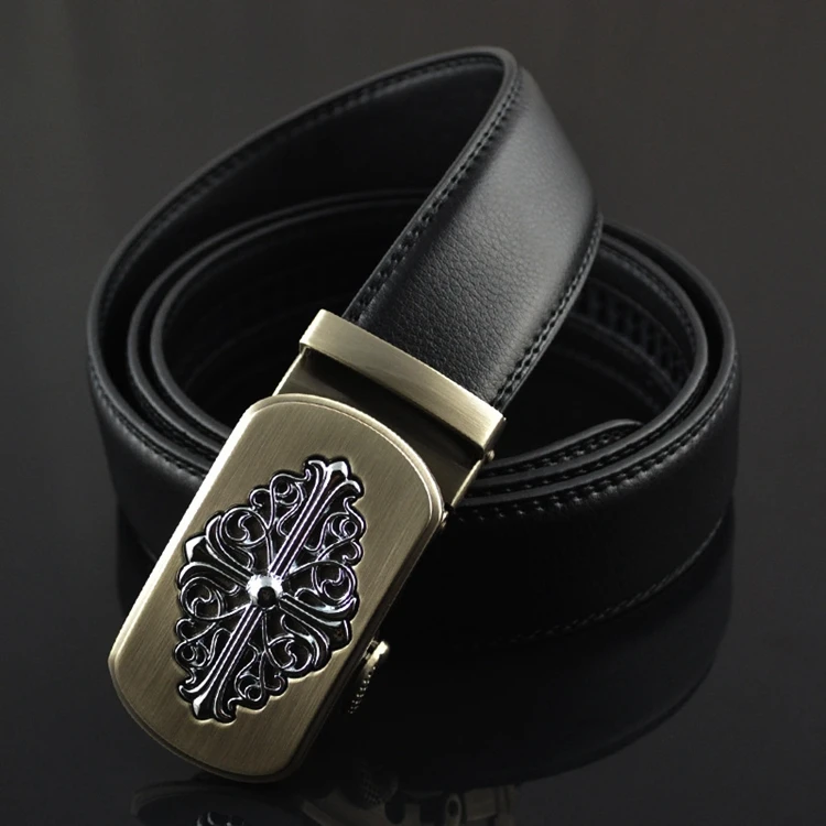 
Smart automatic black real leather man belts 