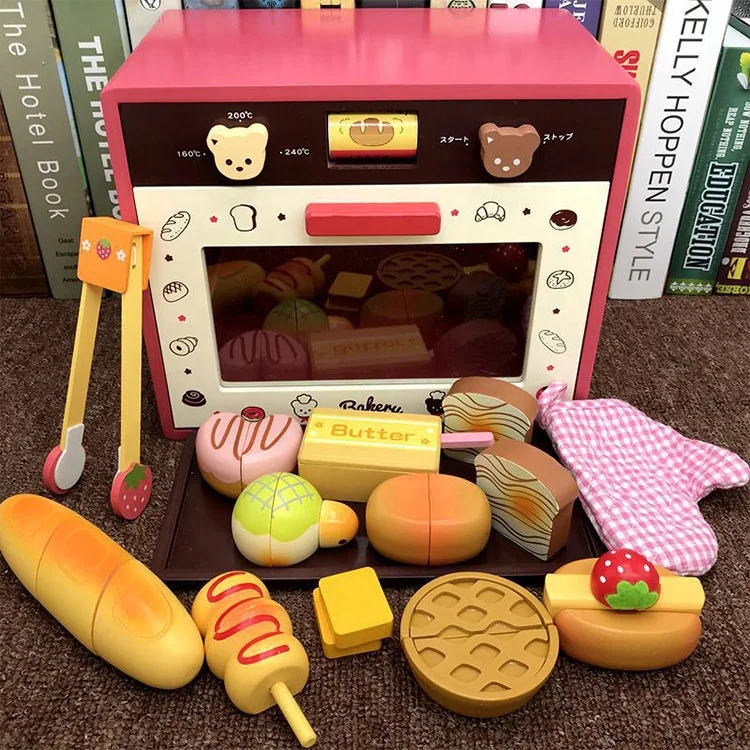 Wholesale High Quality Classic Game Children Wooden Oven Bread Cutting Kitchen Toy