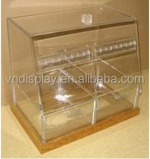 Clear Acrylic Sweet Display Stand Removable Trays,Countertop Nut Display Storage Box with Lid,Portable Acrylic Box Candy Holder