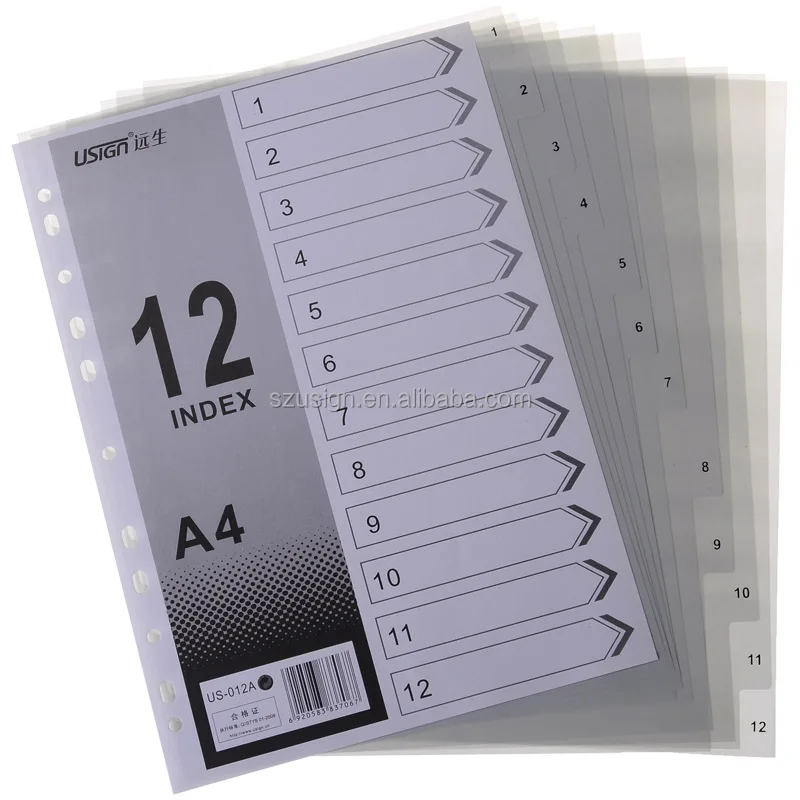 
US-012A Plastic Office Index Divider with 12 pages 
