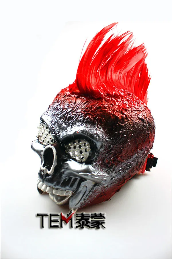 Ghost Rider led mask / Halloween mask /LED glasses for Show,Party Masks Red Hair White Eye Novelty Lighting