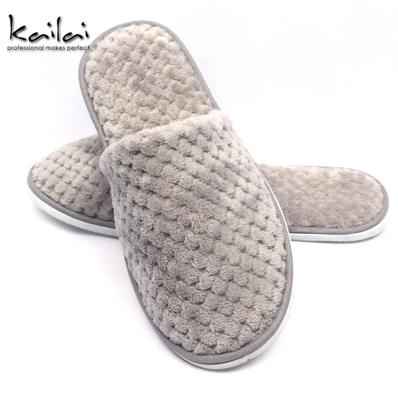 Hot sales customized salon spa hotel slippers disposable closed-toe ko-hair slipper