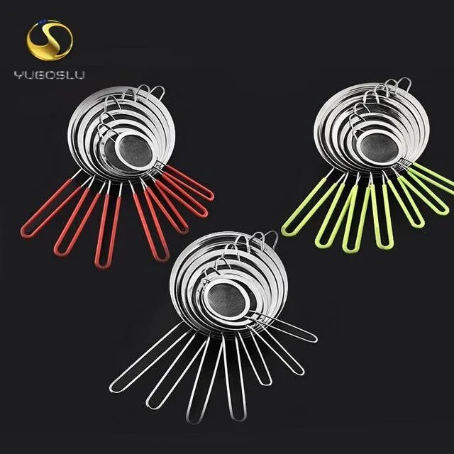 HOT 12-14-16-18-20CM full sizes 201 stainless steel double layer cheap wire net kitchen ramen noodle strainer with wood handle
