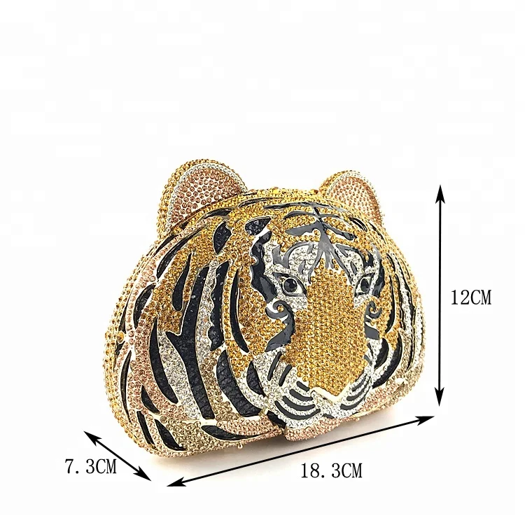 
China online shopping tiger Shape crystal clutch evening bags OC3715 