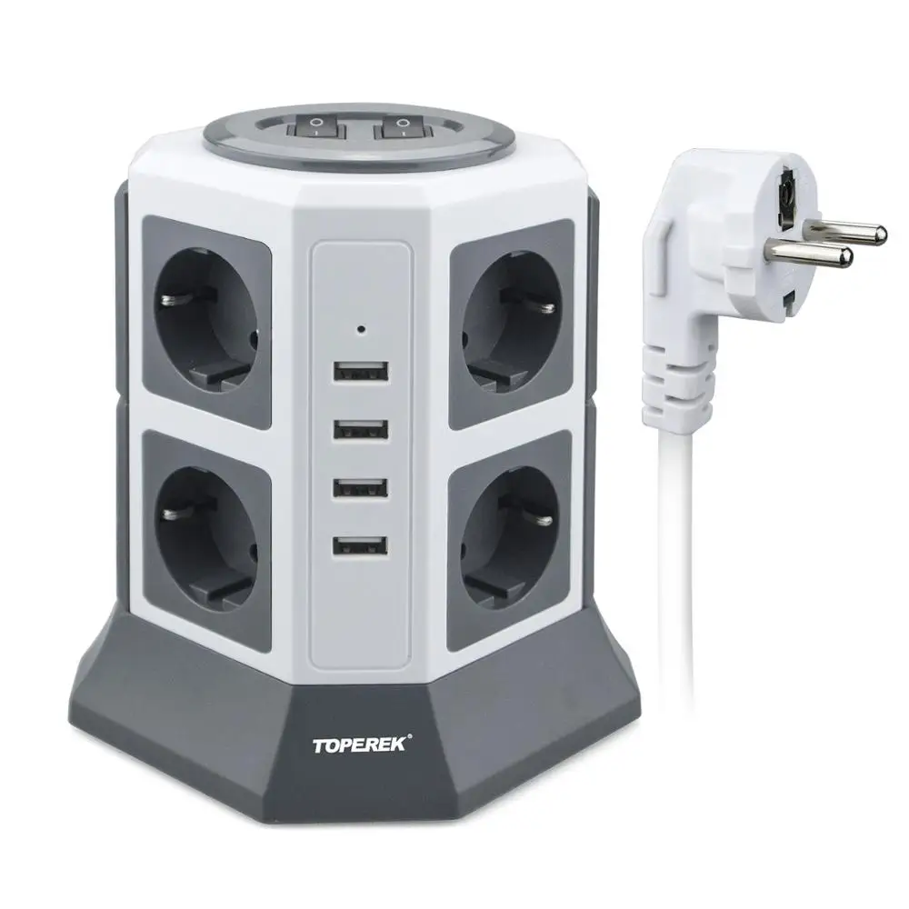 Tabletop socket tower with USB, power supply adapter/ multi outlet plug power strips