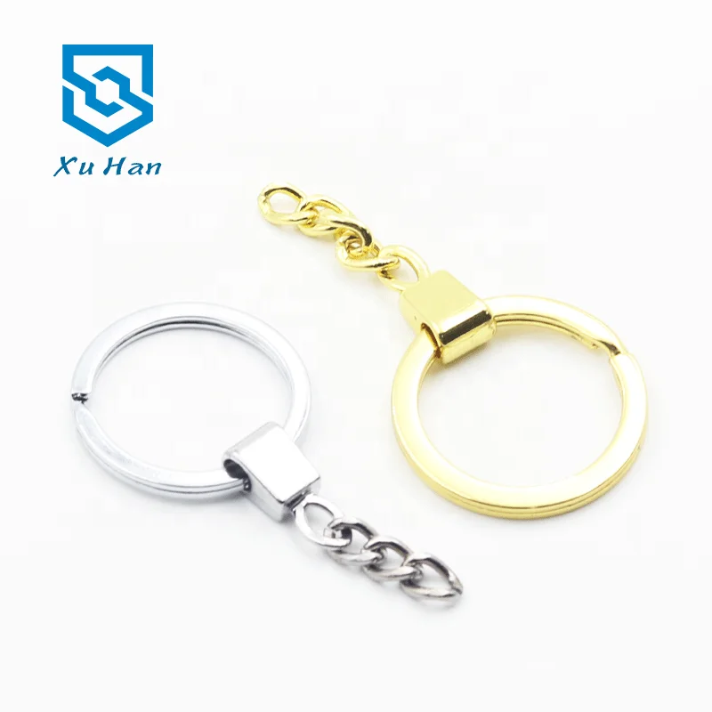 Factory direct sale, high quality metal Split key ring with chain for Gifts, toys and accessories