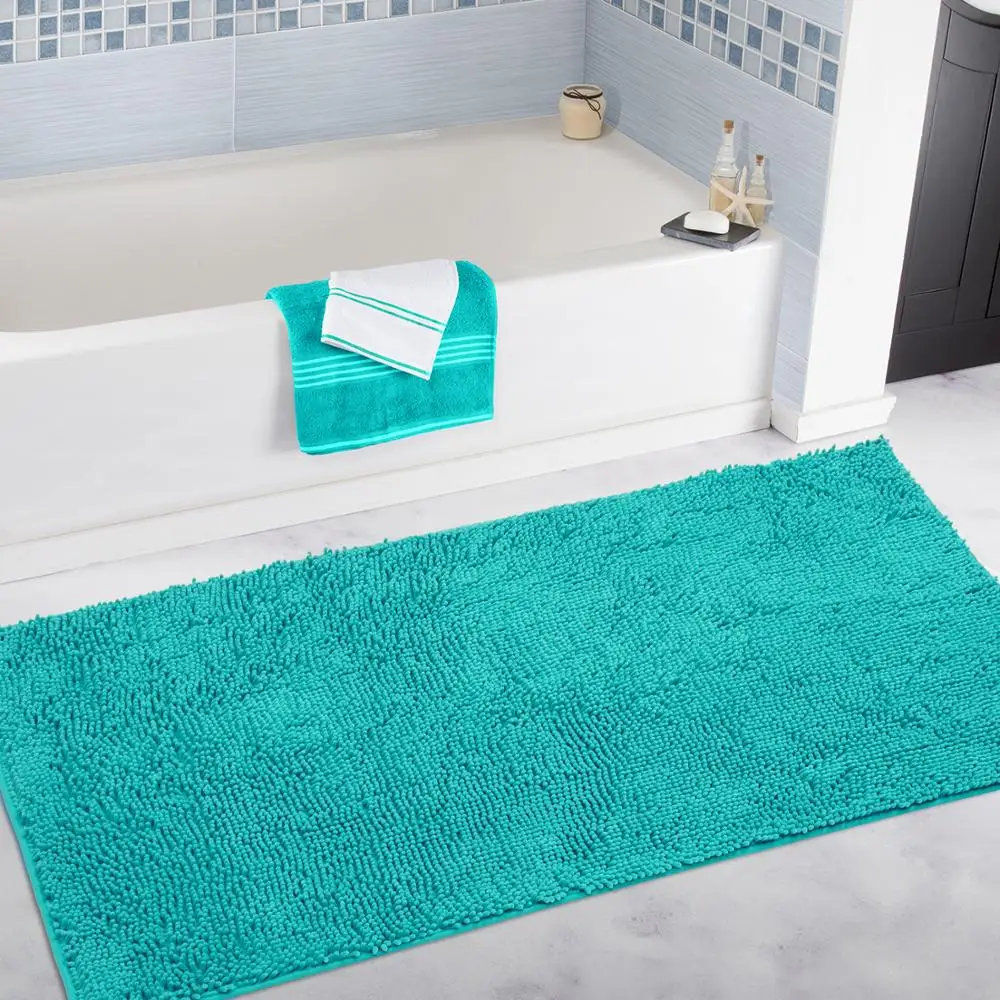 
Non-slip TPR machine washable chenille bathroom rug pad carpet shower microfiber bath mat for tub 