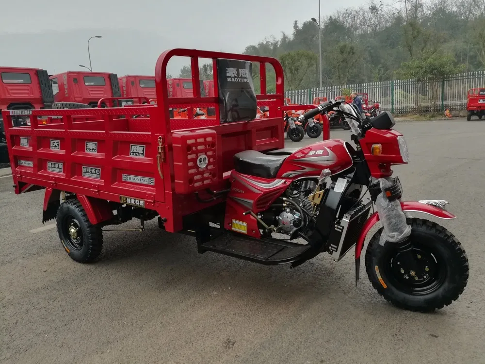 Chongqing Hot Pot Red Double hydraulic tipper cargo tricycle motorcycle dumping Handle easily