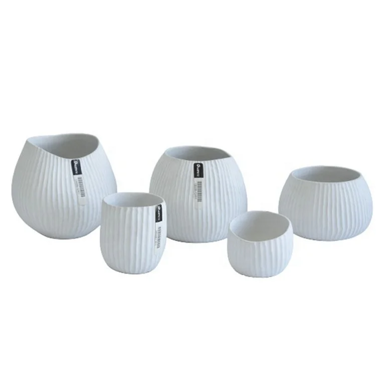 Vertical stripes fluted series white home decor mini cactus pots / ceramic bonsai pot