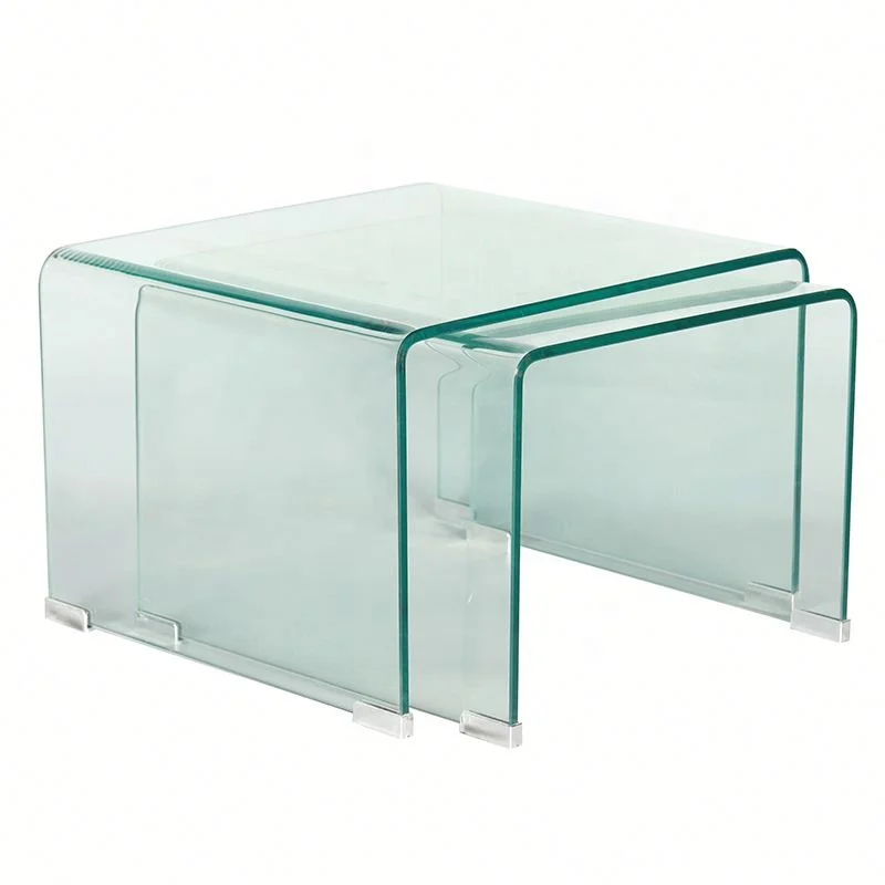 Новый дизайн изогнутый стеклянный журнальный столик мебель для гостиной