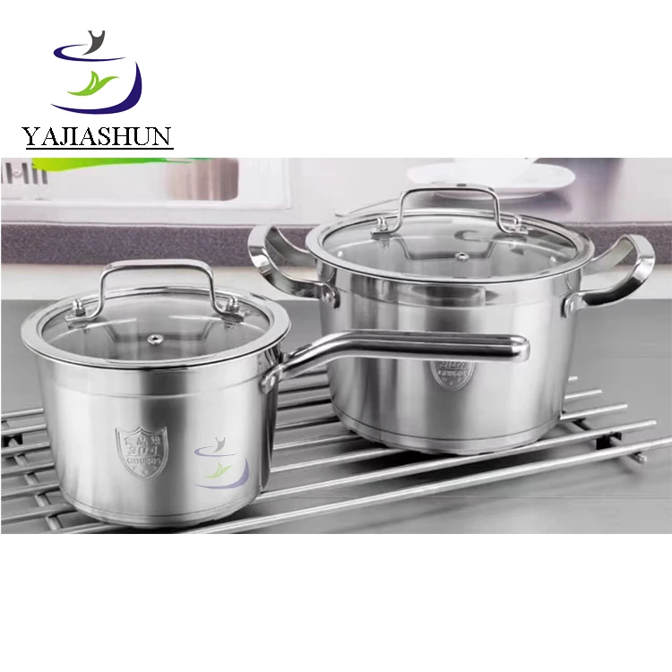 Royalty Line 4pcs Food Grade sus 304 Cookware Set Kitchen Induction Sauce Pan With Double Handle