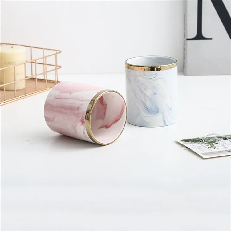 Personalized Best Quality Fancy Gift Item Small Marbling Ceramic Candle Jars for Home Goods