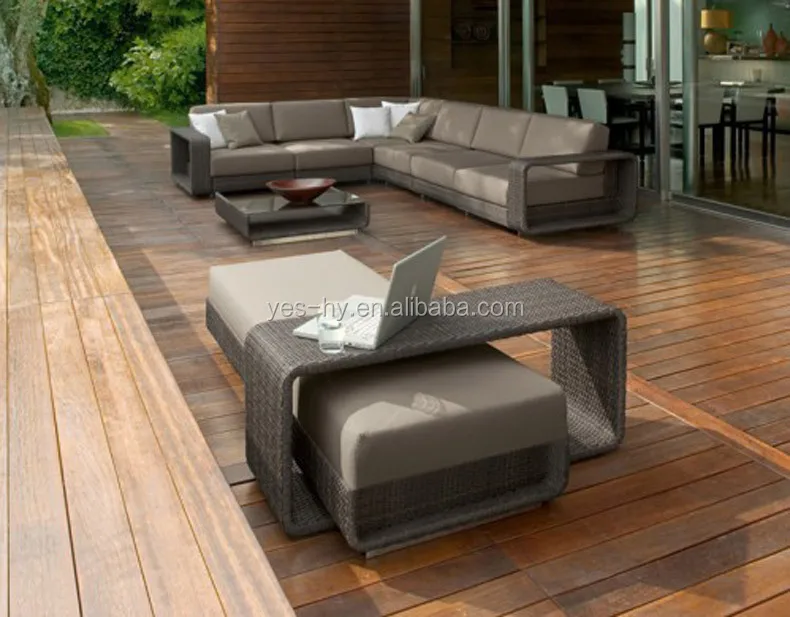 
All weather wicker rattan woven patio seating furniture set sectional outdoor corner sofa model S220 