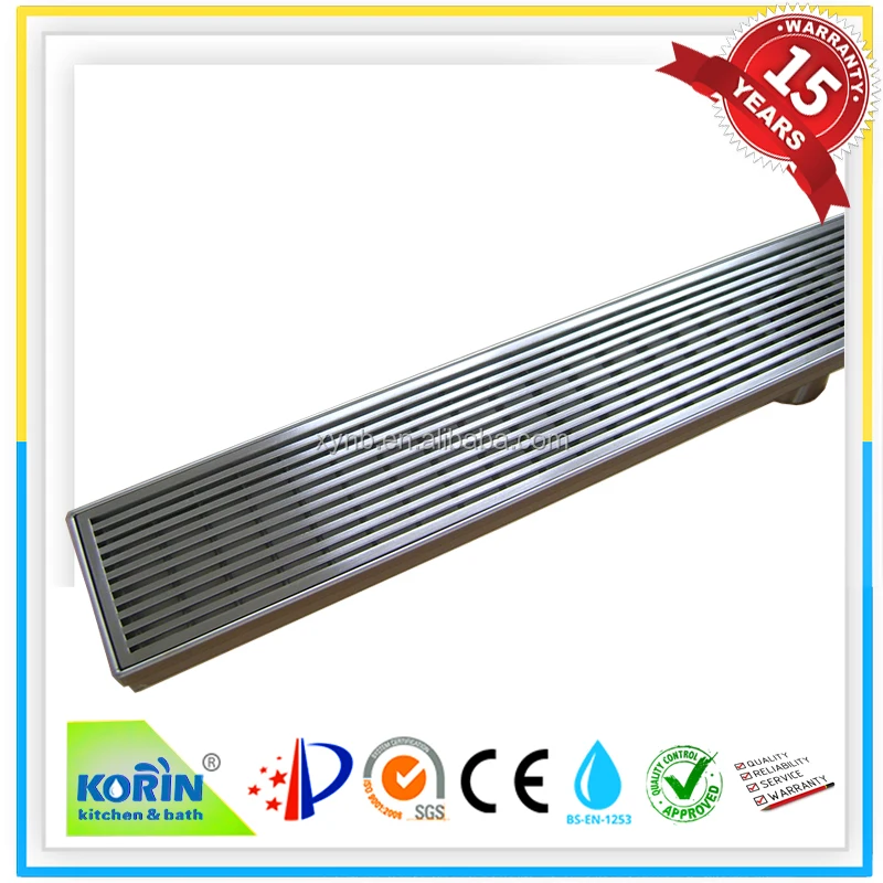 
stainless steel linear shower floor drain with wedge wire grate 