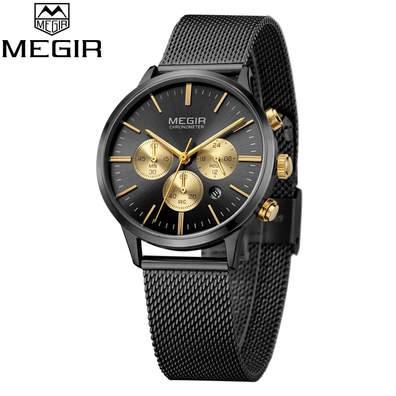 
Luxury watches men genuine leather steel private label oem custom wrist Chronograph watch wholesale 