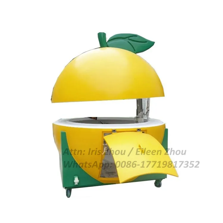 2024 Watermelon & orange shape multi-function mobile vehicles cotton candy machine popcorn machine with cart
