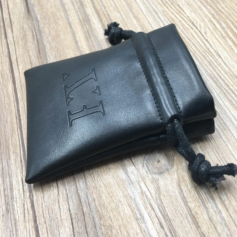 Custom Faux Black PU Leather Pouch , Leather Pouch Bag