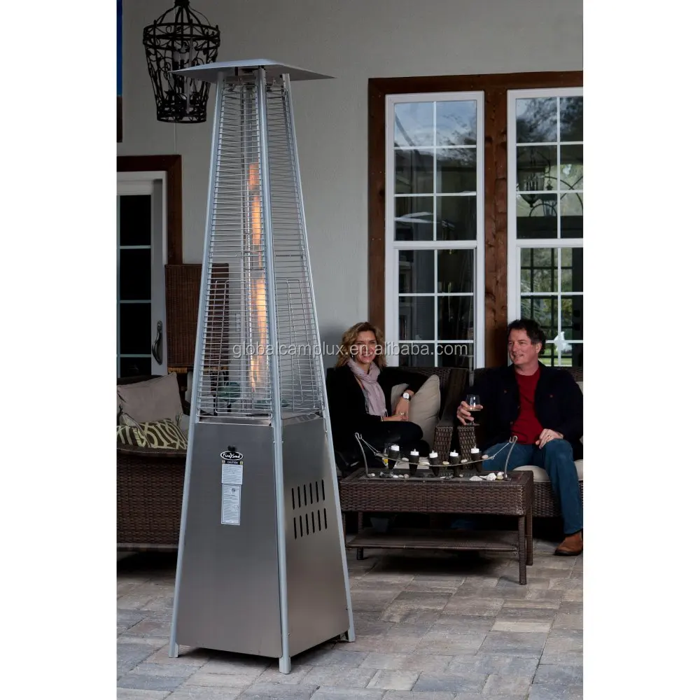 Stand glass tube square Pyramid flame Gas Patio heater