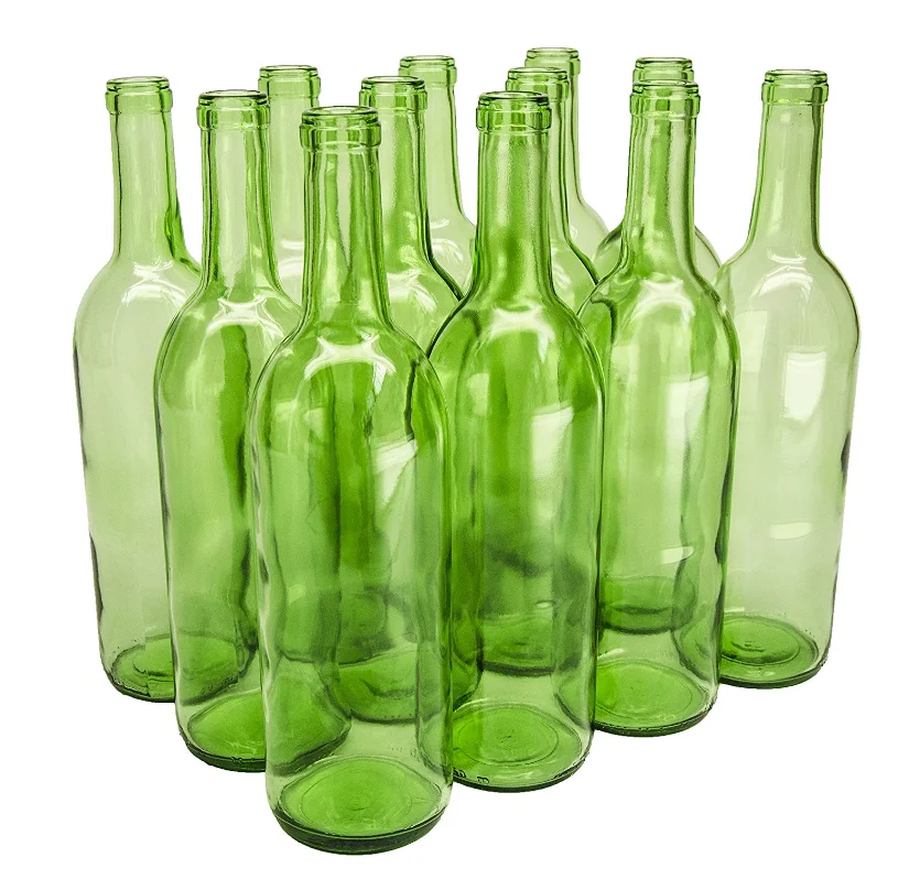 750ml glass bordeaux wine bottle flat bottom cork finish