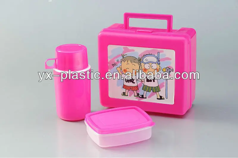 Promotional traditional Hard Plastic Chalkboard retro Lunch box with carry handle