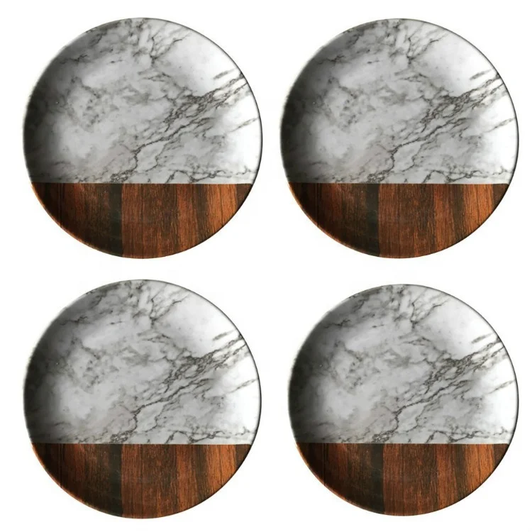 Super thick top grade ceramic like unbreakable marble melamine dinner plate