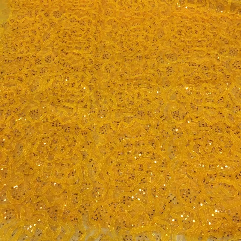 allover 3mm sequin lace embroidery tulle fabric with organza ribbon cord lace fabric for dress clothing