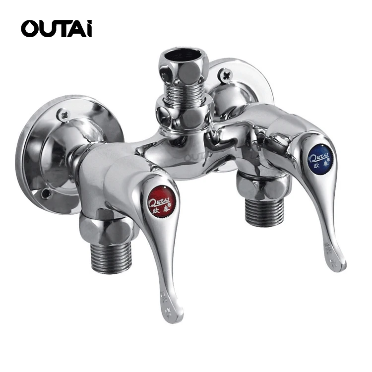 Последние Настенные двойная ручка санитарно ванная комната медный смеситель для раковины низкая цена краны