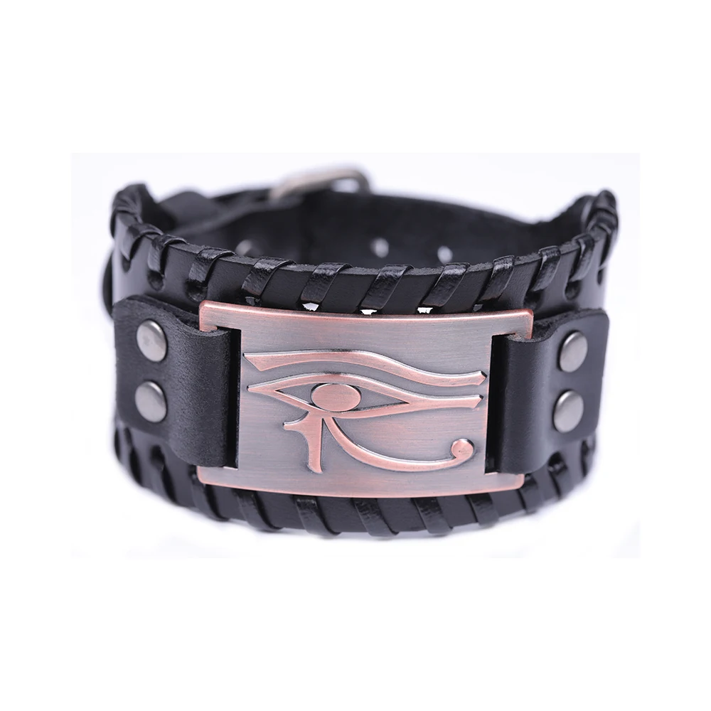 The Eye of Horus Wedjat Eye Talisman for Health and Happiness Bangle Leather Bracelet