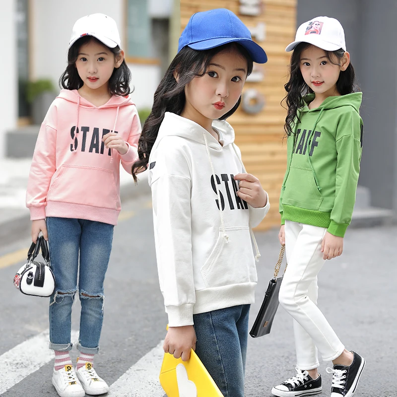 
Good Feedback Kids Spring Long Sleeve Hooded Shirt Printed Girls Hoodies 