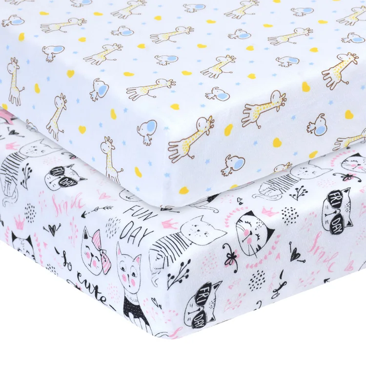 2 Pack 100% Jersey Cotton fitted sheets for Baby Boy and Girl or toddler