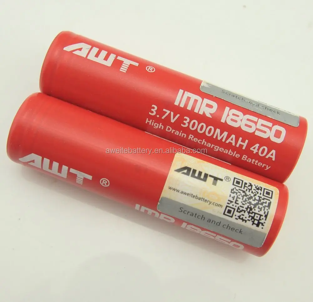 High quality 18650 AWT 40A  3000 mAh li-ion red battery for wismec rx200 tool power